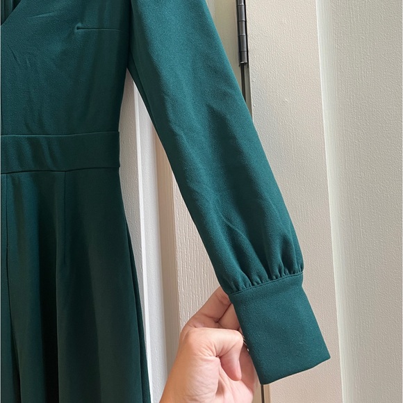 XS Celebrating Romance Emerald Green Long Sleeve Wide-Leg Jumpsuit - Lulus - Picture 4 of 8